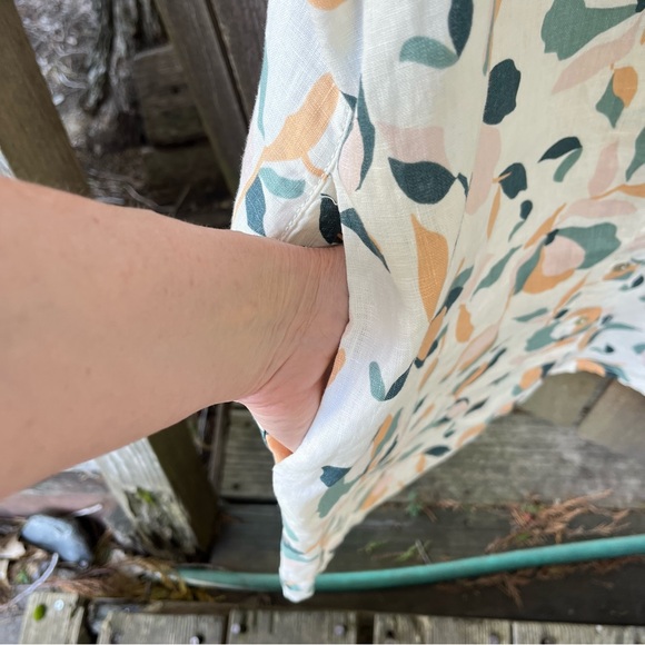 Rachel Zoe 100% Linen Floral Full Button Down Shirt Dress in Sz XL - Picture 6 of 11